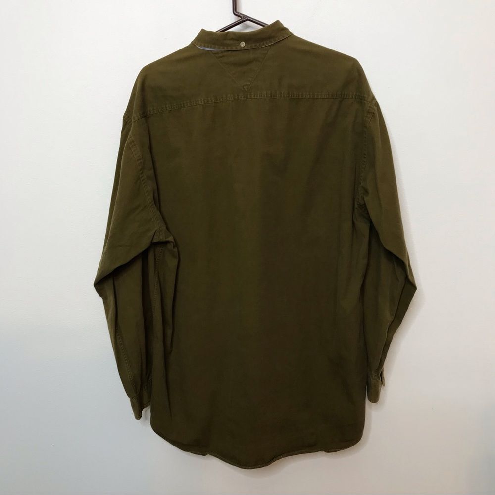 Tommy Hilfiger Mens Long Sleeve Button Up Cotton Khaki Shirt Sz XL - Picture 2 of 13